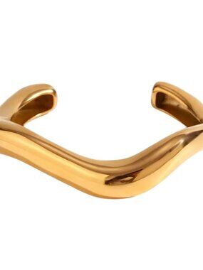 Geo Wave Gold Cuff Bracelet